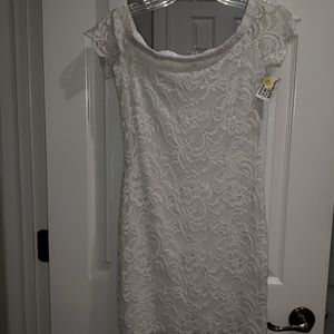 Ambiance White Lace Off the Shoulder Dress Size M